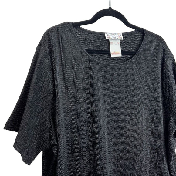 Vintage Tops - Vintage 80s 90s Lana Lee Plus black crinkly short sleeve top 4X